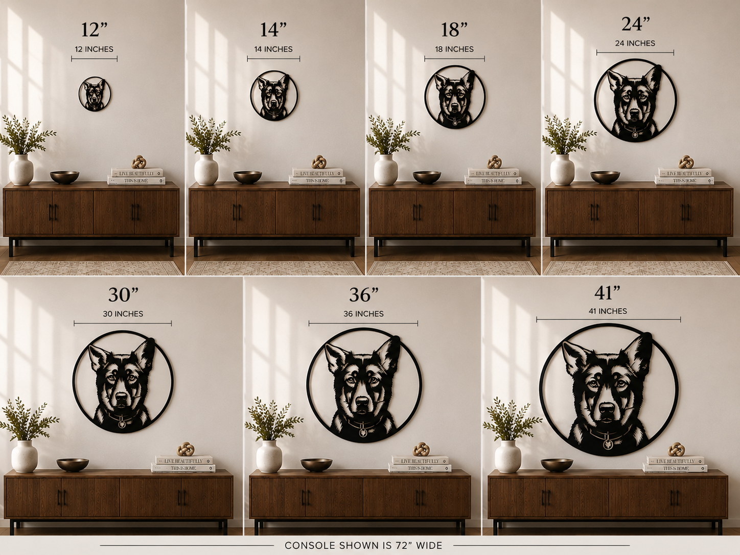 Metal pet portrait size comparison