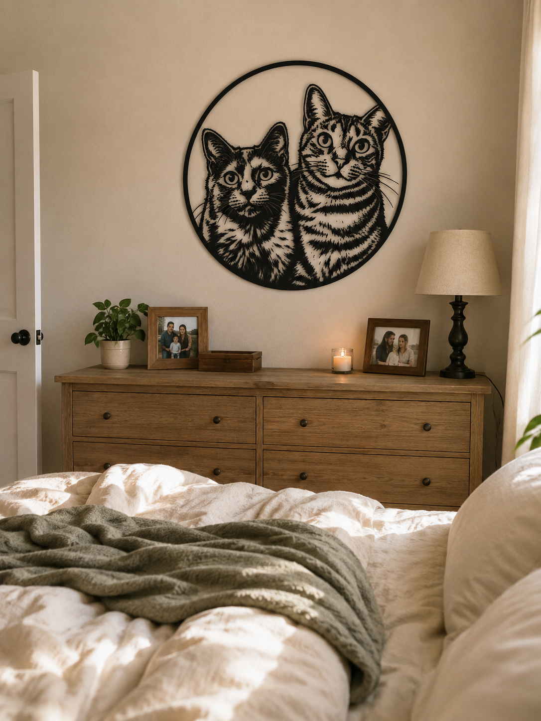 MetalPetCo custom pet portrait displayed in a customer home