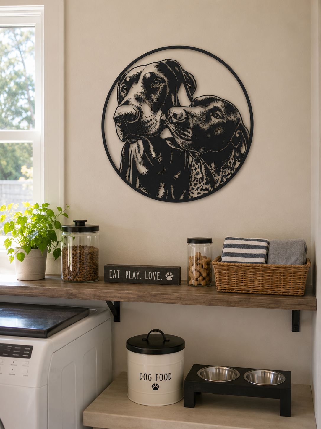 MetalPetCo custom pet portrait displayed in a customer home