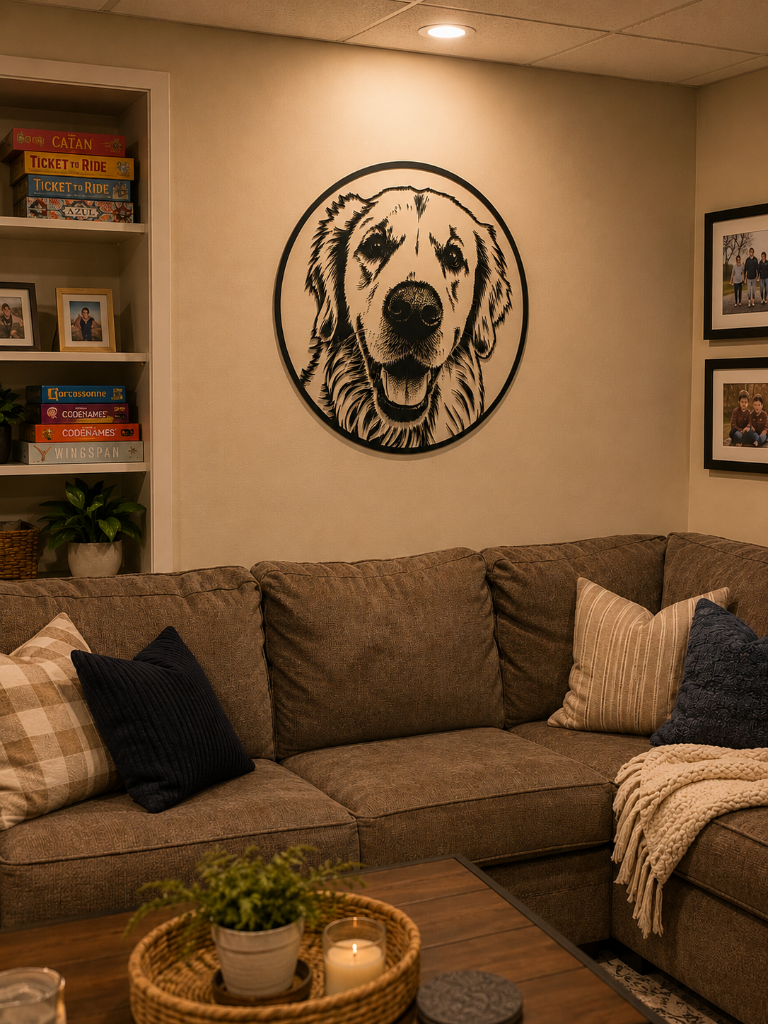 MetalPetCo custom pet portrait displayed in a customer home