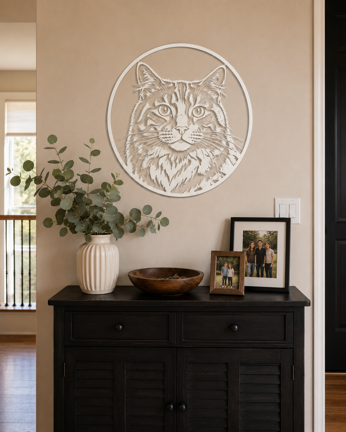 MetalPetCo custom pet portrait displayed in a customer home