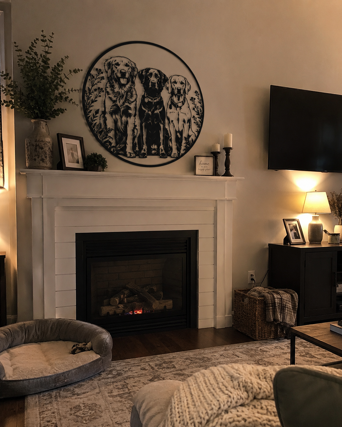 MetalPetCo custom pet portrait displayed in a customer home