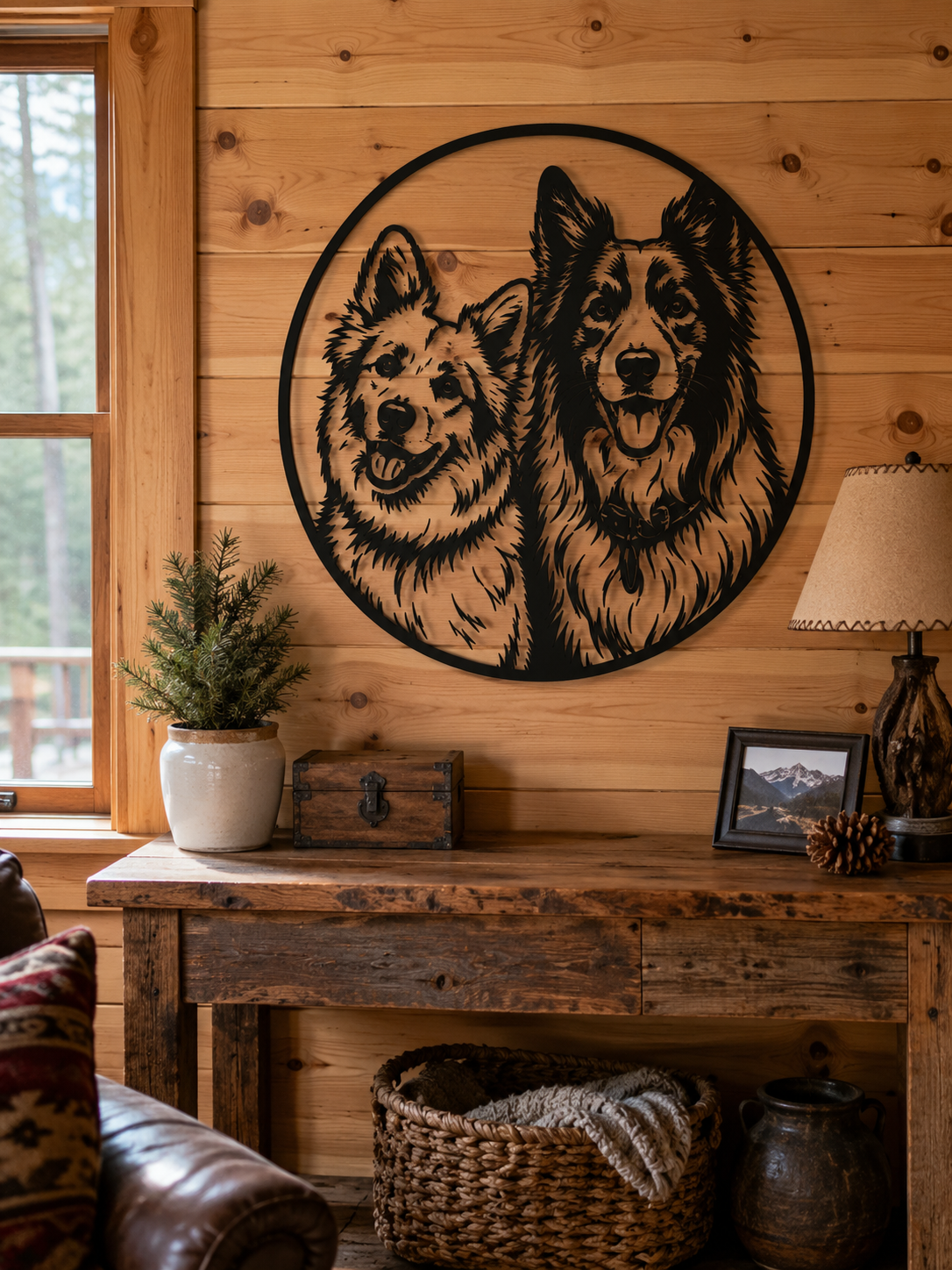 MetalPetCo custom pet portrait displayed in a customer home