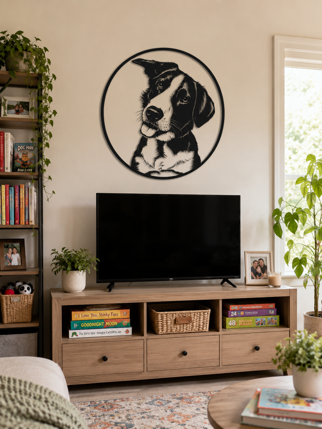 MetalPetCo custom pet portrait displayed in a customer home