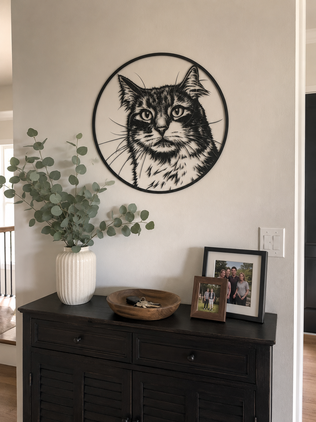 MetalPetCo custom pet portrait displayed in a customer home
