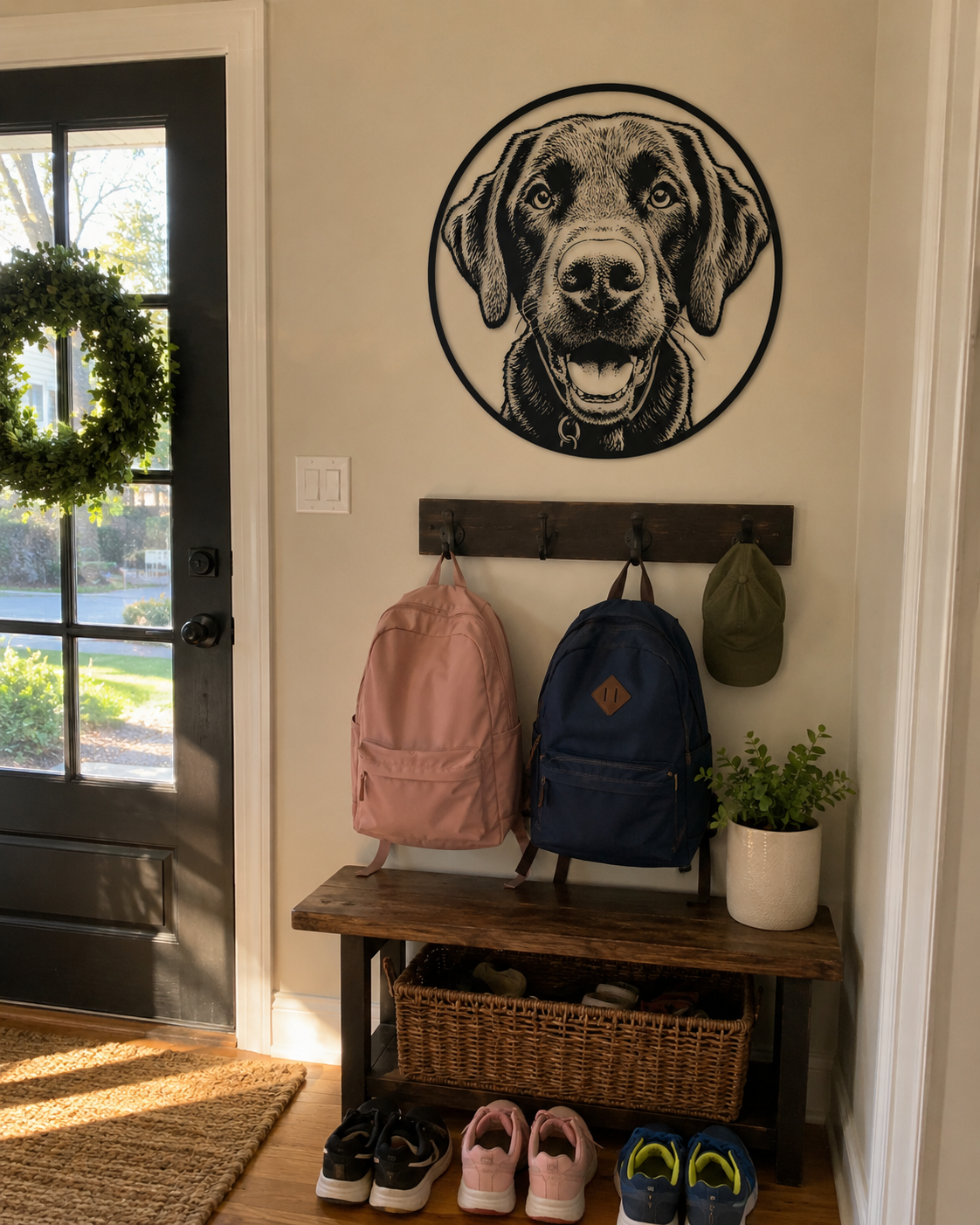 MetalPetCo custom pet portrait displayed in a customer home