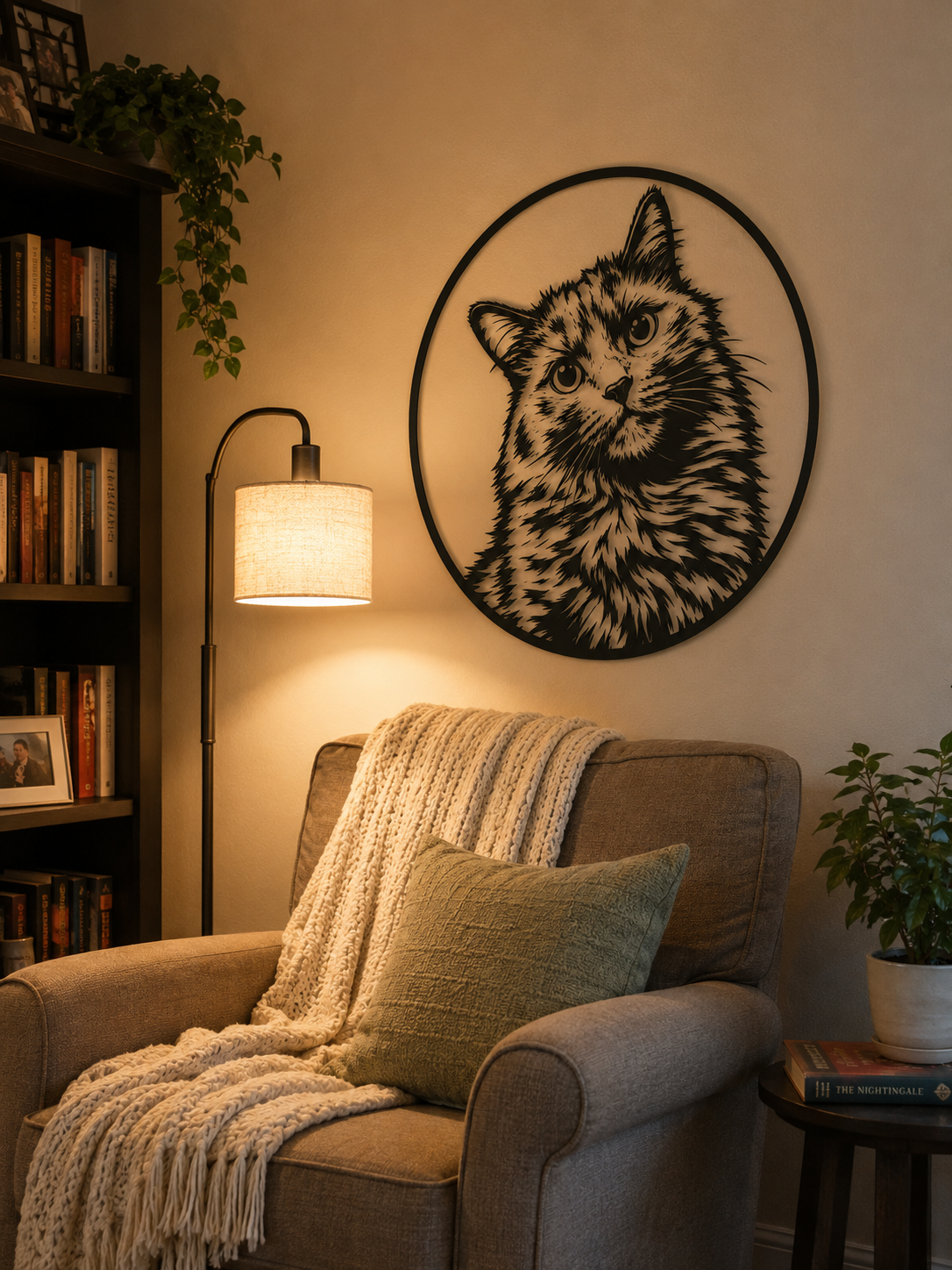 MetalPetCo custom pet portrait displayed in a customer home