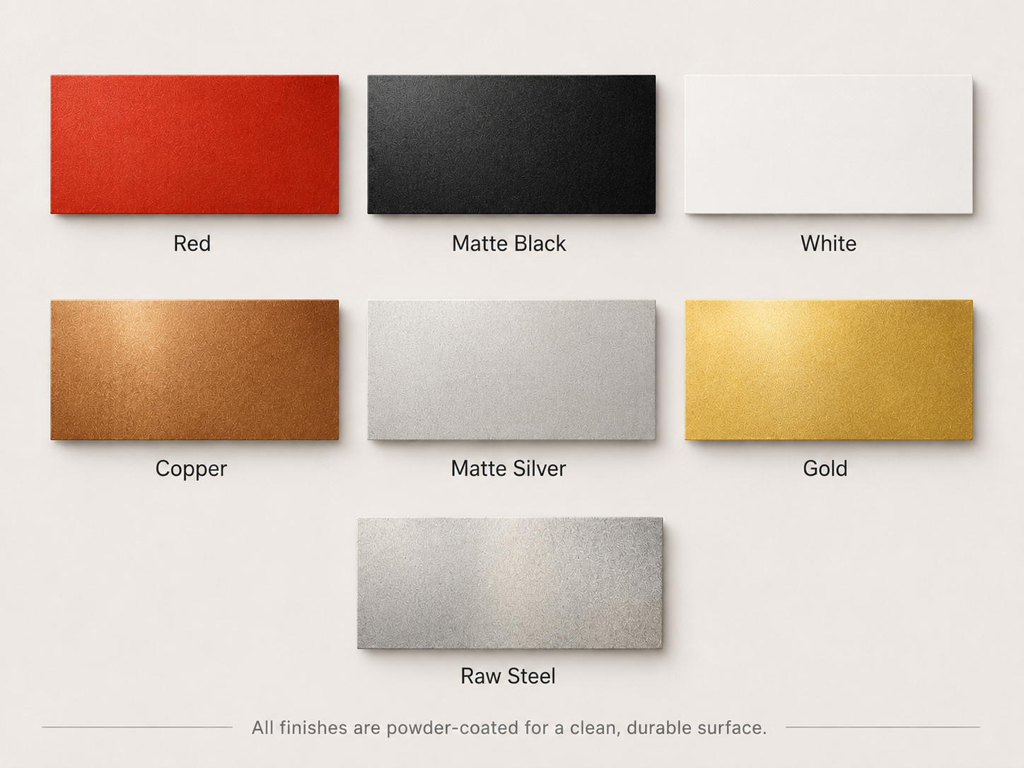 Available powder-coated metal finishes